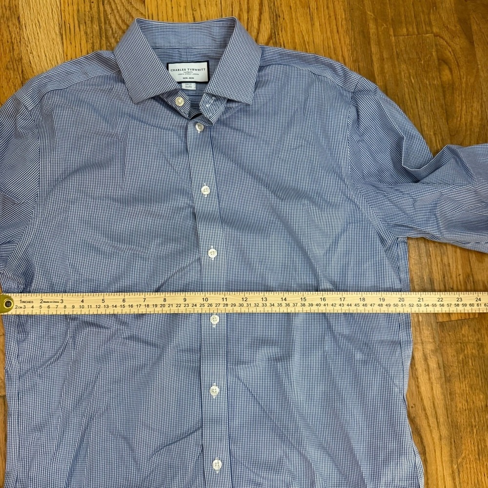 Charles Tyrwhitt Mens Dress Shirt Size 16/41 Royal Blue Puppytooth Twill - Picture 7 of 13